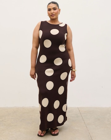 Pretty Lavish Sarover Polka Dot Maxi Knit Dress
