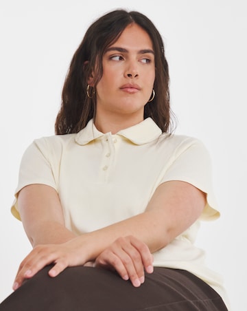 Simply Be Buttermilk Picot Polo Top