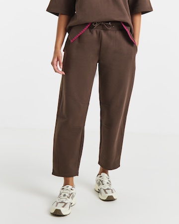 Simply Be Chocolate Whipstitch Barrel Leg Jogger
