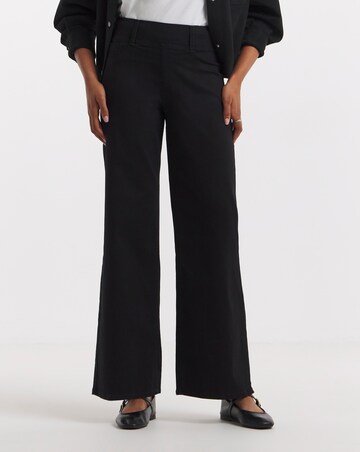 Black Stretch Wide Leg Pull On Jeggings