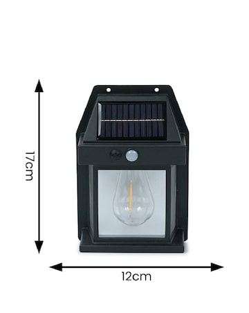 Pack of 4 - Black Lanterns, PIR Motion Sensor Wall Garden Solar Lights