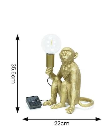 ValueLights Solar Powered Outdoor Garden Gold Monkey Table Lamp Light