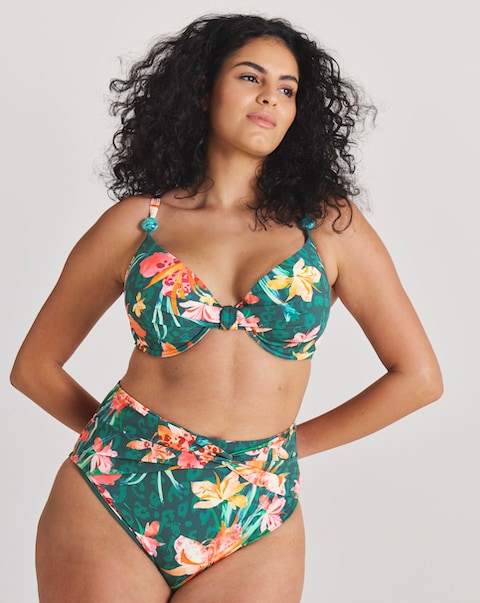 MAGISCULPT Firm Control Floral Print Twist Front Bikini Bottoms