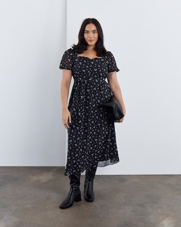 Simply Be Black Ditsy Tea Dress