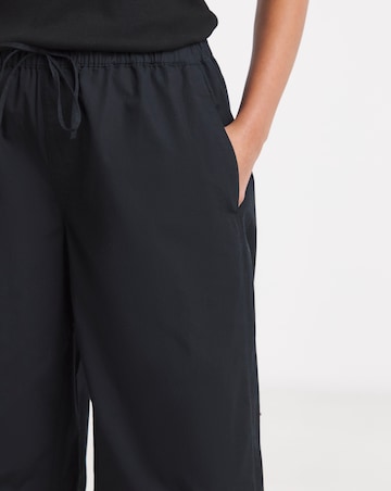 Simply Be Black Tie Waist Cotton Poplin Barrel Leg Trouser