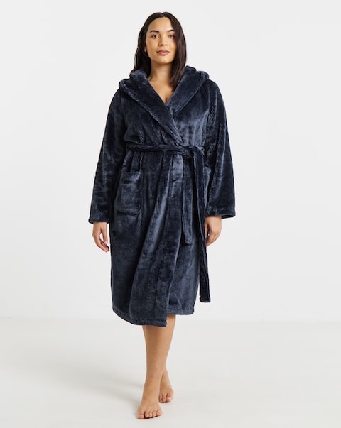 Figleaves Luxe Plush Hooded Dressing Gown