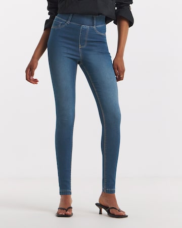 Mid Wash Stretch Skinny Pull On Jeggings