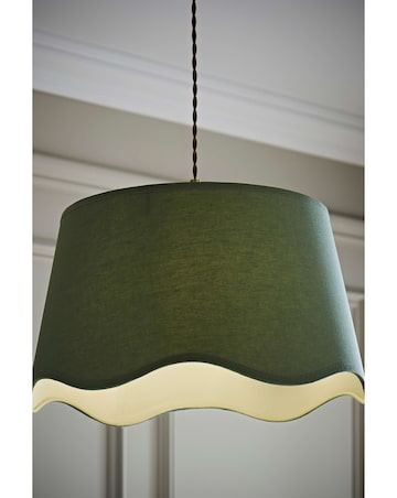 ValueLights Mabel Large Scalloped Bottom Sage Green Linen Shade 45cm