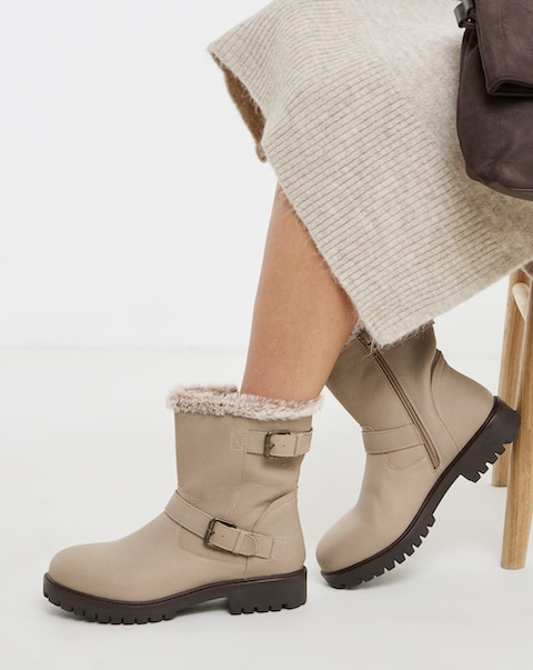 Dorinda Leather Faux Fur Ankle Boots - Extra Wide Fit (EEE)
