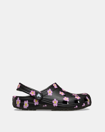 Crocs Black/Pink Classic Flower Clog - Standard Fit