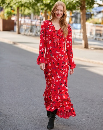 Joe Browns Petite Phoebe Long Sleeve Ruffle Maxi Dress