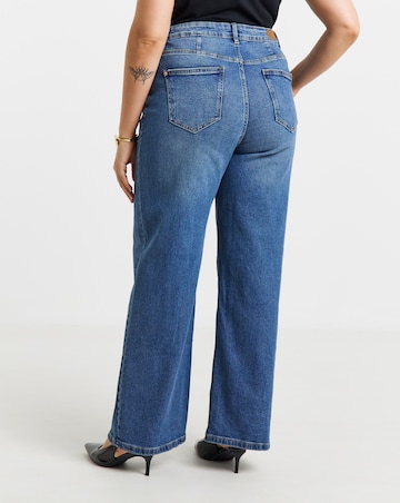 Simply Be 99 1 Mid Blue Comfort Stretch Slouchy Wide Leg Jeans