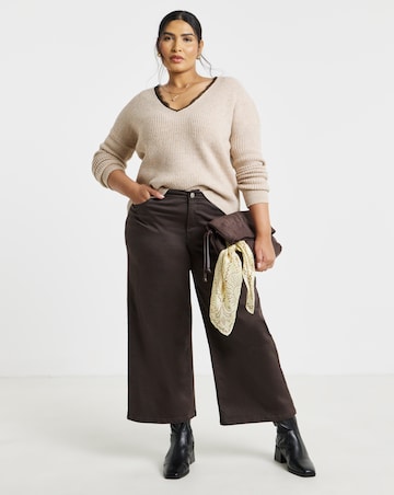 V-Neck Lace Trim Jumper