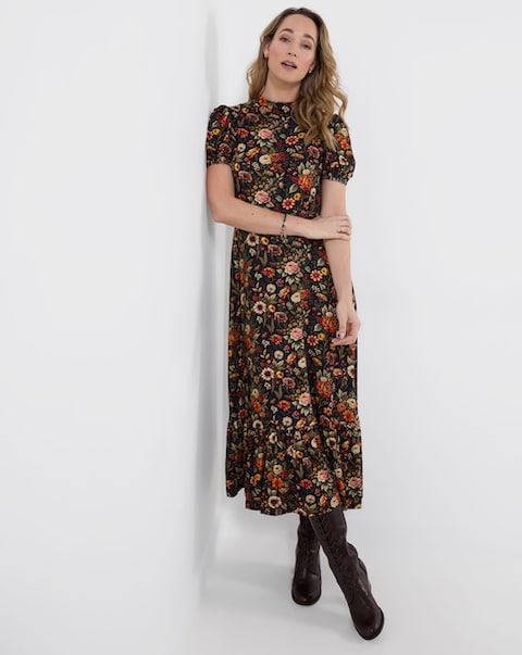 Joe Browns Autumn Florals High Neck Jersey Maxi Dress