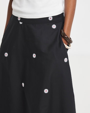 Simply Be Black Embroidered Midaxi Skirt