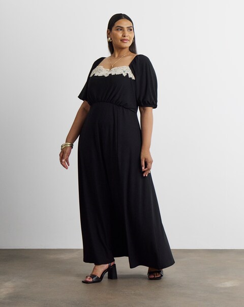 Joanna Hope Contrast Lace Midi Dress