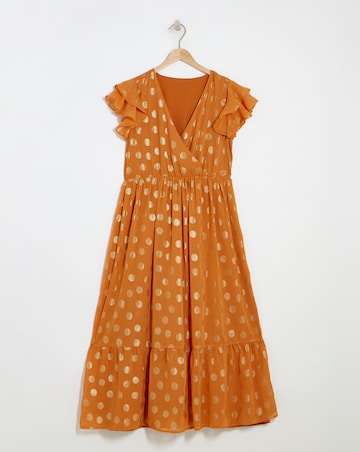 Lovedrobe Wrap Front Flutter Sleeve Midaxi Dress
