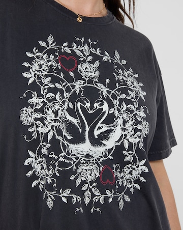 Joe Browns Short Sleeve Acid Wash Swan Graphic T-Shirt