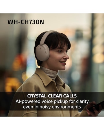 Sony WH-CH730N Wireless Noise Cancelling Over-Ear Headphones - Beige
