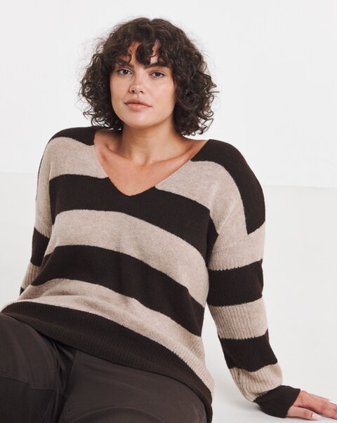 Slouch V Neck Longline Jumper