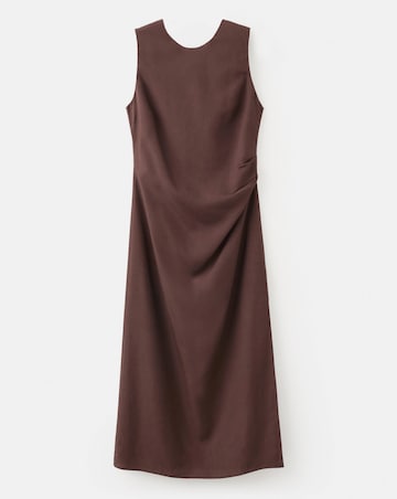 Mango Side Ruched Dress With Tie Detail