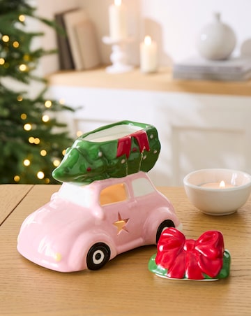 Pink Car with Christmas Tree Ceramic Oil Burner