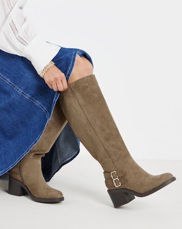 Pepper Block Heel Knee High Boots - Wide Fit (E) & Curvy Calf | Simply Be