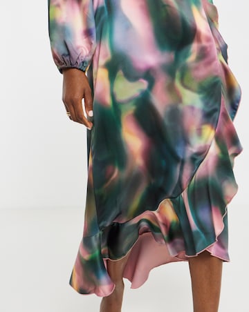 Flounce London Swirl Print Wrap Midaxi Dress