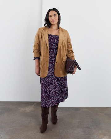 Simply Be Cherry Print Square Neck Long Sleeve Midi Dress