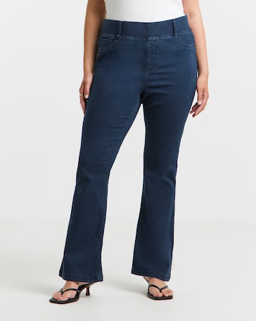 Simply Be Womens Stretch Flared Pull On Jeggings - Dark Blue