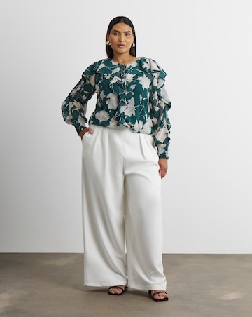 Joanna Hope Crinkle Chiffon Ruffle Blouse