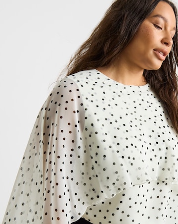 Simply Be Ivory Spot Cape Blouse