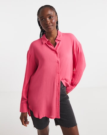Simply Be Pink Crinkle Shirt