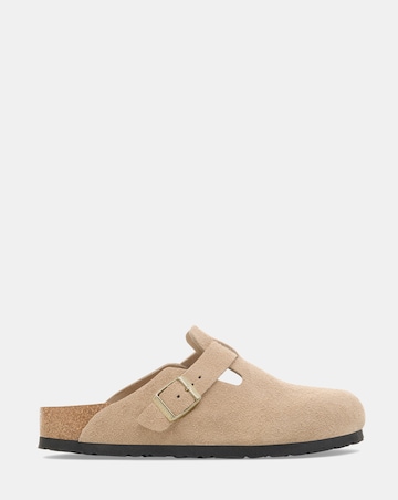 Birkenstock Boston Sandcastle Suede Mules - Standard Fit (D)