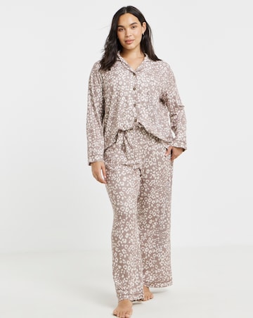 Pretty Secrets Animal Print Soft Knit Button Through Pyjama Set