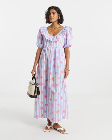 Twisted Wunder Cotton Stripe Floral Maxi Dress