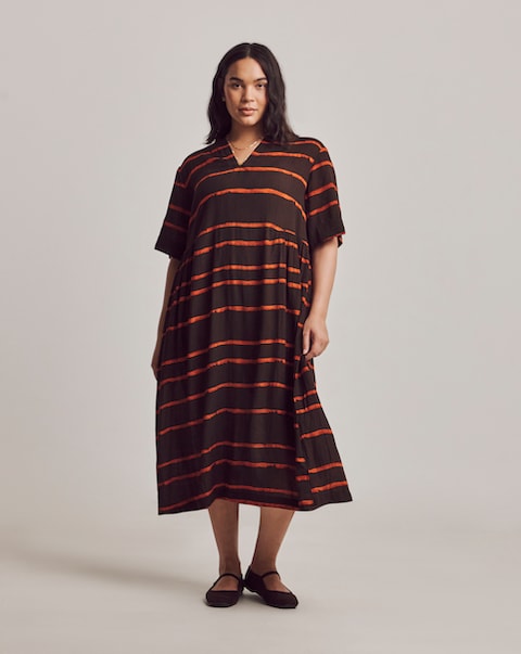 Julipa Stripe Crinkle Midi Dress