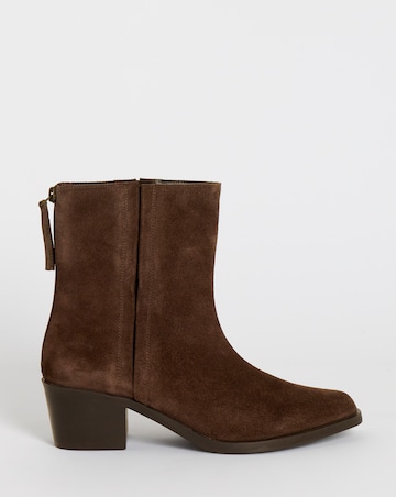 Shaundi Leather Block Heel Ankle Boots - Wide Fit (E)