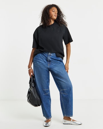 Simply Be Black Luxe Heavyweight Cotton Cut Work T-Shirt
