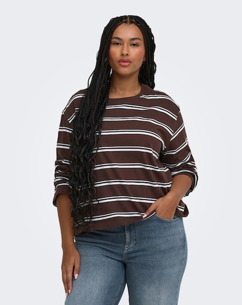 ONLY Stripe Wide Sleeve Cotton Jersey Top