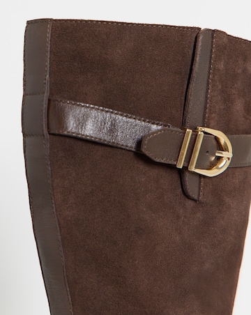 Zoe Leather Flat Knee High Riding Boots - Wide Fit (E) & Curvy Calf