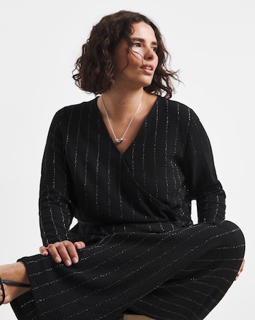 Simply Be Black Lurex Stripe Wrap Over Top