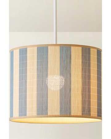 ValueLights Lori Medium Blue Stripe Bamboo Printed Shade 30cm