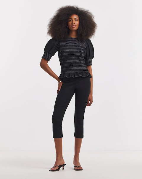 Simply Be Black Pull On Capri Jegging