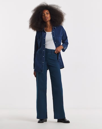 Indigo Stretch Wide Leg Pull On Jeggings