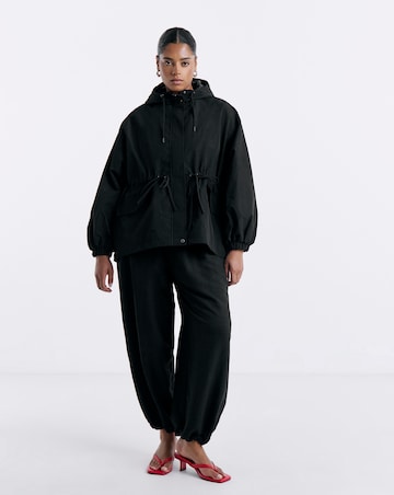Black Hooded Swing Parka Jacket