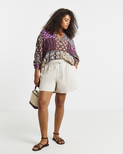 Simply Be Patchwork Print Crinkle Shirt