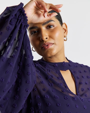 Simply Be Aubergine Dobby Spot Keyhole Neck Blouse