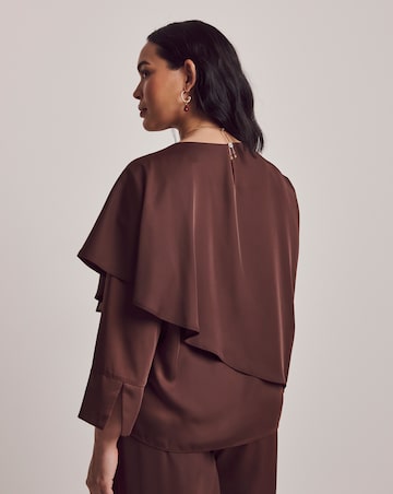 Julipa Chocolate Satin Cape Blouse