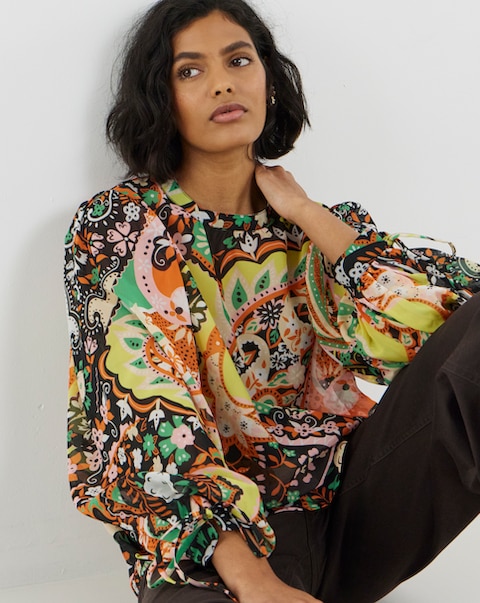 Simply Be Paisley Print Georgette High Neck Blouse